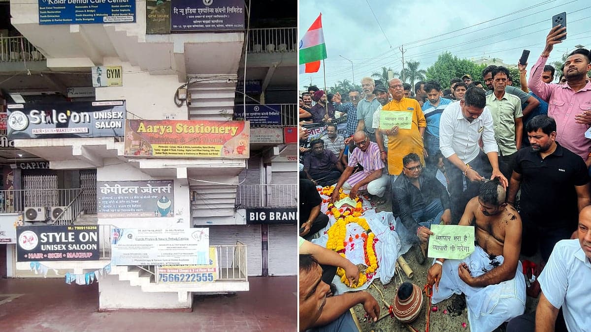Bhopal’s Kolar Shuts Down As 800 Traders Hit Streets, Stage Mock Funeral Against BMC Sealing Drive