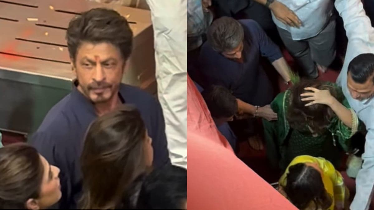 Shah Rukh Khan Visits Lalbaugcha Raja To Seek Blessings With Gauri Khan And Suhana Khan; Protects Them Amid Crowd - VIDEO
