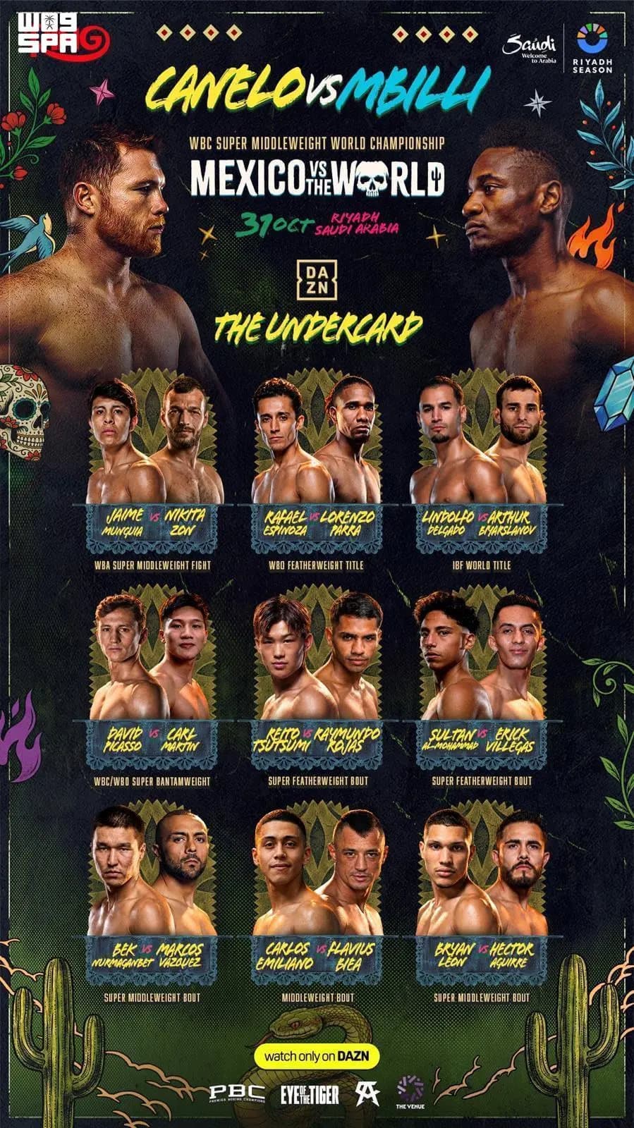 Four world titles on the line as Riyadh unveils ‘Mexico vs. The World’ lineup