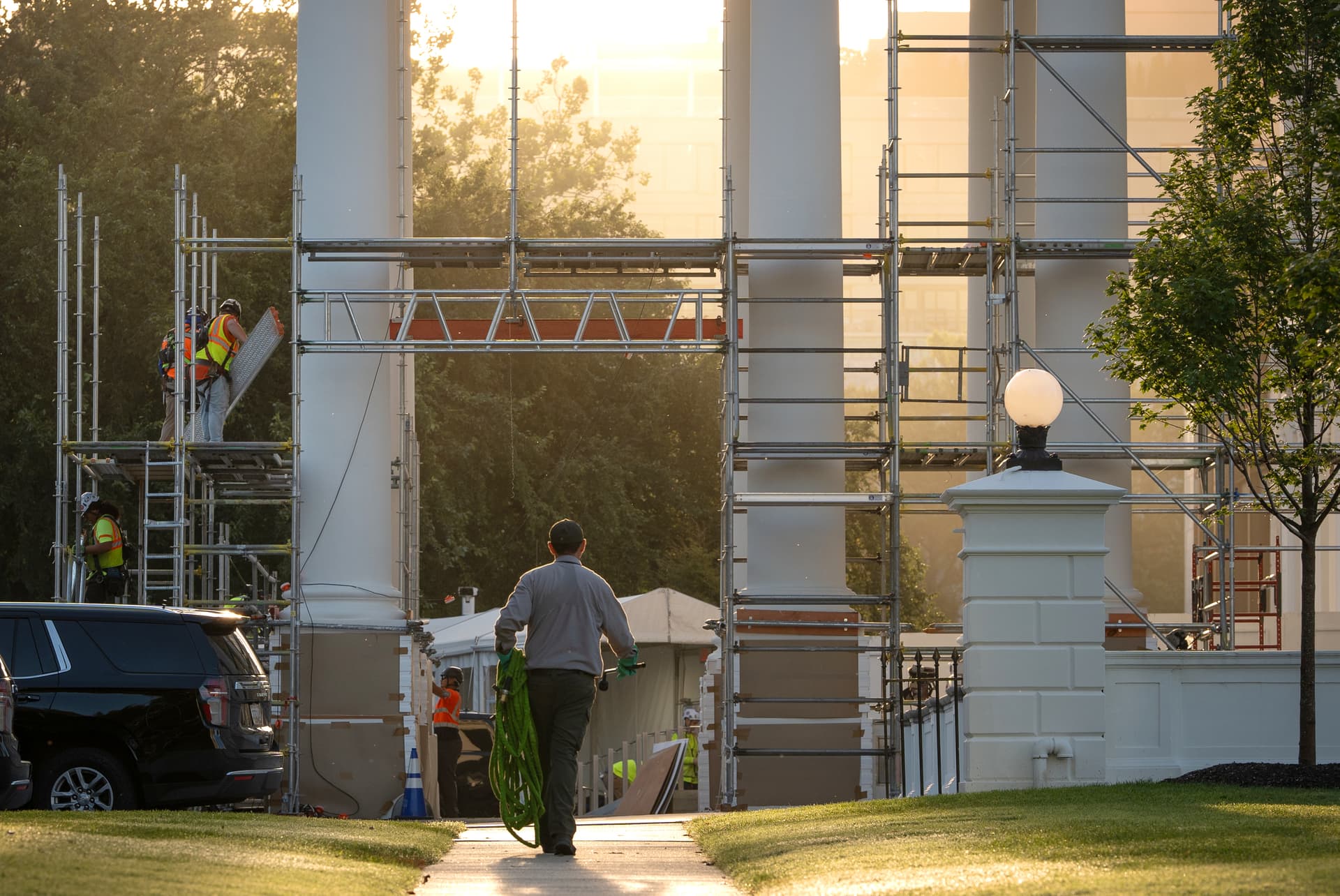 Trump’s White House North Portico Nears Completion