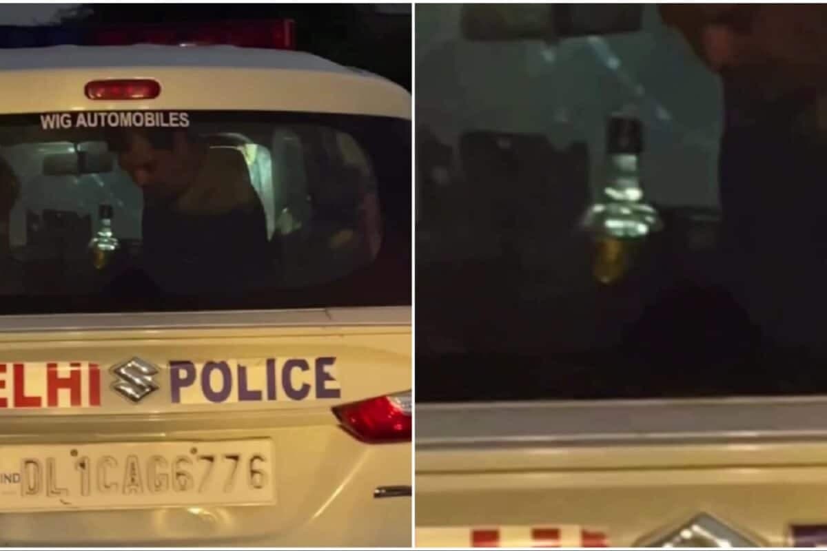 Video Shows Delhi Cop, DTC Driver Holding Liquor Bottle Inside Police Van; Head Constable Suspended