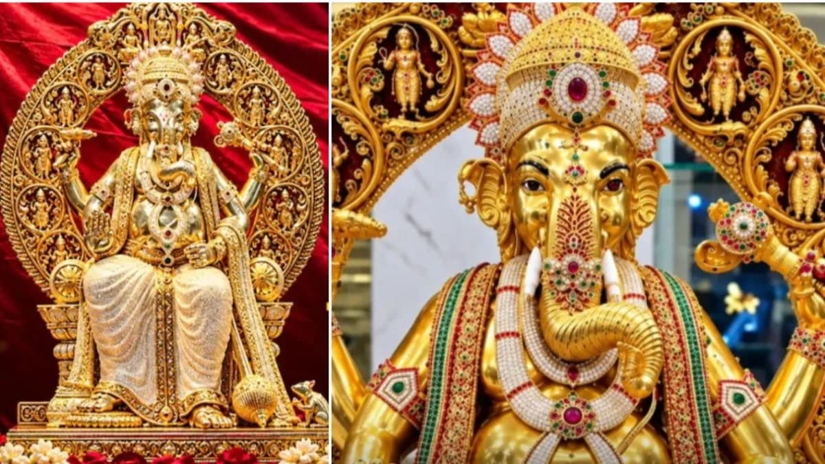 హైదరాబాద్ లో 24 క్యారెట్ల ప్యూర్ గోల్డ్ గణేషుడు: విగ్రహంపై 3.83 లక్షల వజ్రాలు పొదిగారు..!!