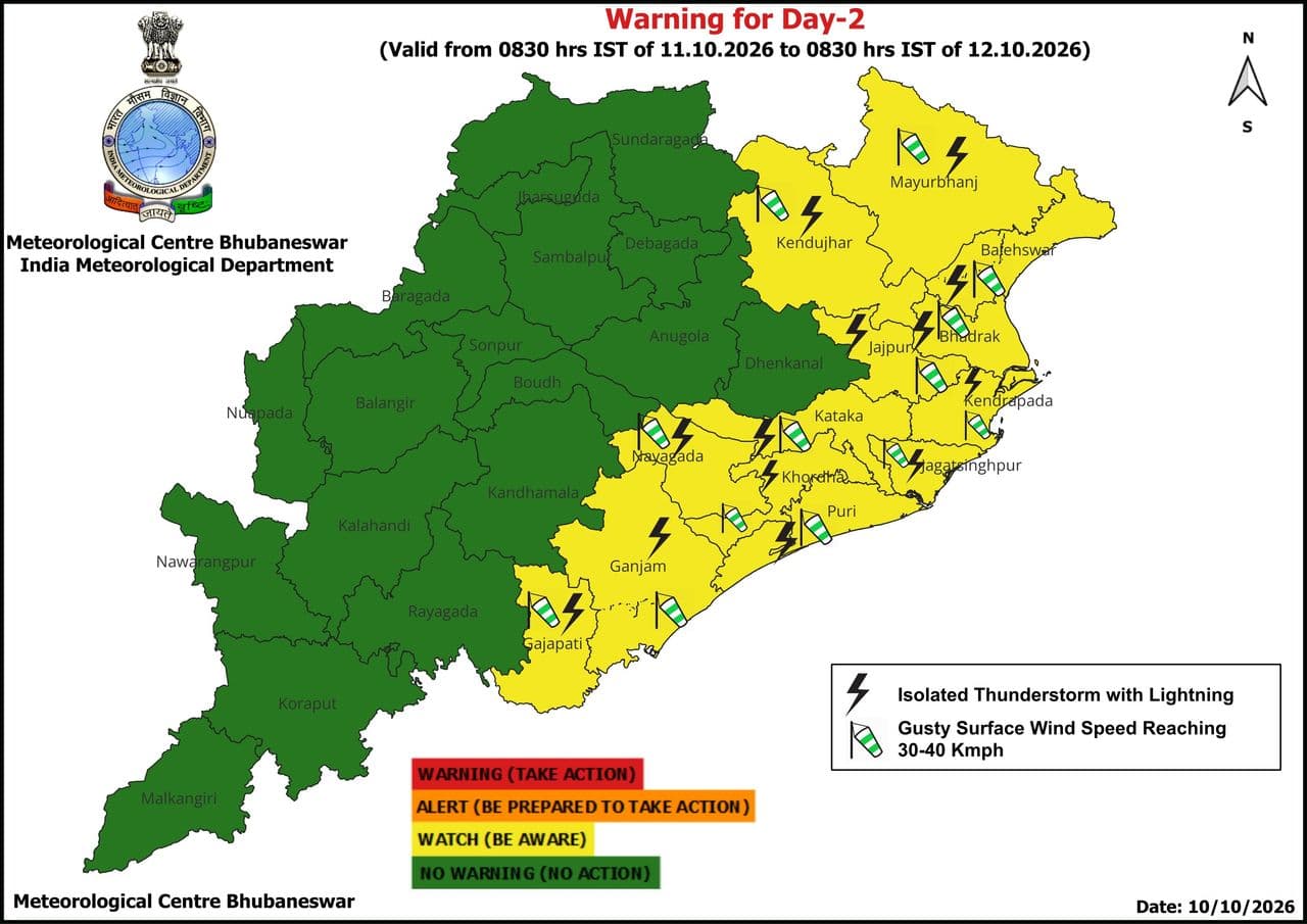 Rain may dampen Durga Puja celebrations in Odisha as low-pressure area likely to form by Oct 13