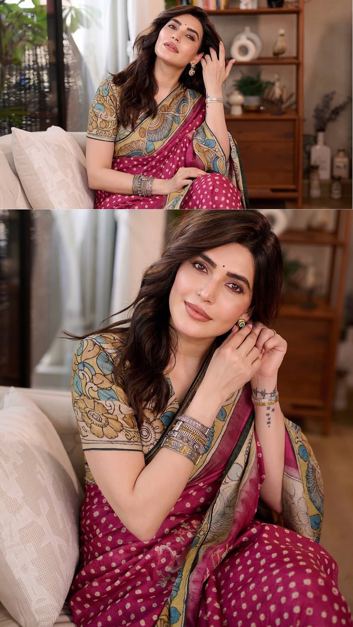 Karishma Tanna Redefines New-Mom Glam In A Handcrafted Kalamkari Saree For Festive Look