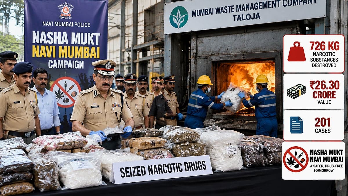 Navi Mumbai Police Destroy 726 Kg Narcotics Worth ₹26.30 Crore In Taloja Under Nasha Mukt Campaign