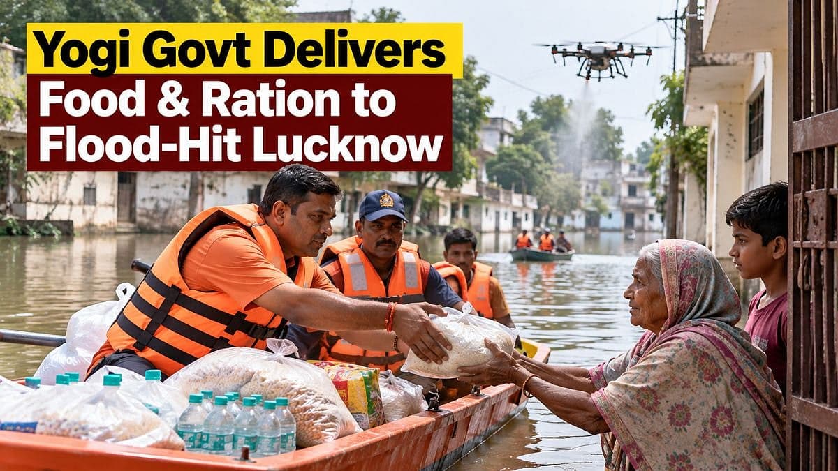Uttar Pradesh: Yogi Government Delivers 1,900 Food Packets To Flood-Hit Lucknow Residents By Boat