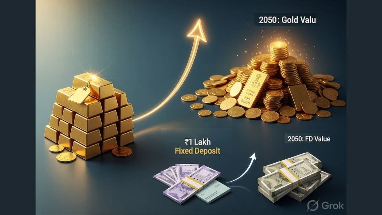 Long Time Investment: ಈ ವರ್ಷ 1 ಲಕ್ಷ ರೂಪಾಯಿ ಚಿನ್ನ ತೆಗೆದುಕೊಂಡದರೆ 2050ರಲ್ಲಿ ಎಷ್ಟು ಹಣ ಆಗುತ್ತೆ?