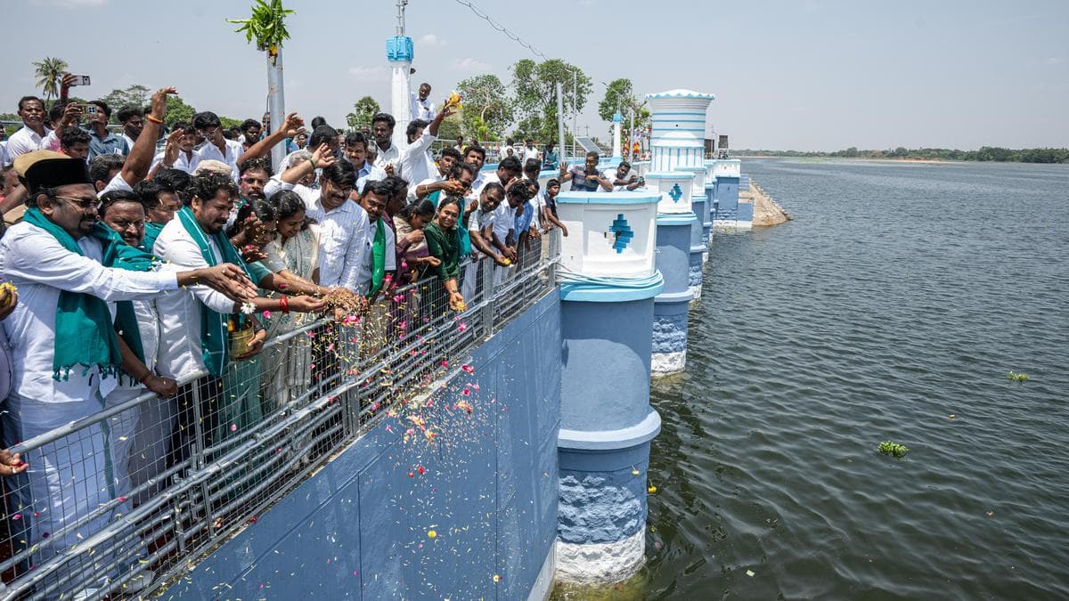 Ministers release water for irrigation from the Grand Anicut