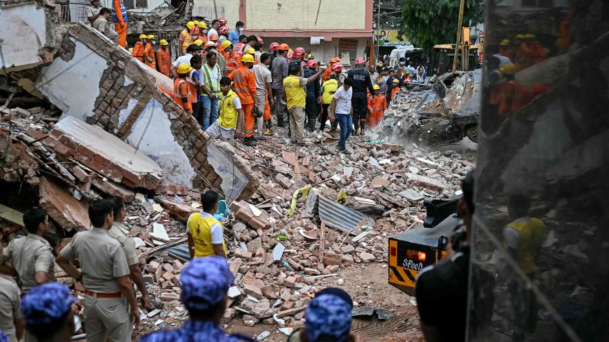 Watch: Delhi building collapse: Gas cutters used to cut metal rods and rescue people trapped under debris