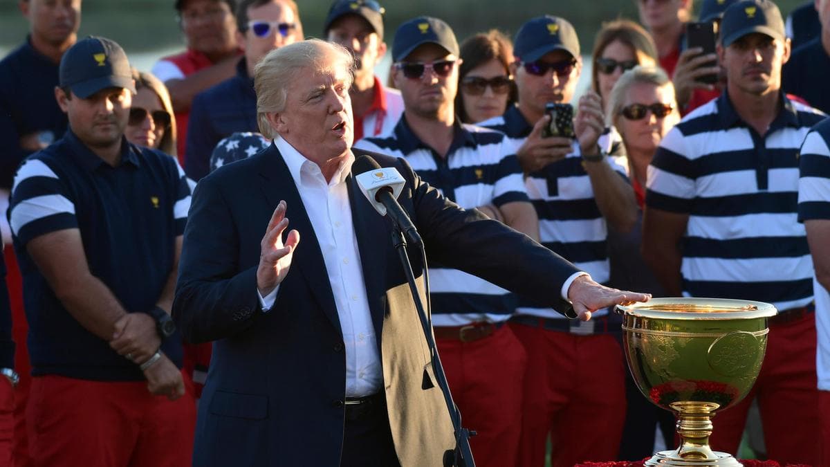 Trump says he'll be at the Presidents Cup at Medinah as the honorary chairman