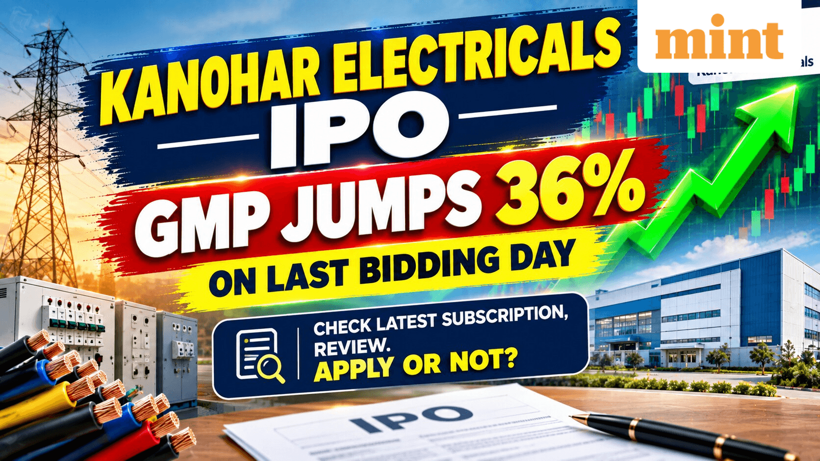 Kanohar Electricals IPO GMP jumps 36% on last bidding day. Check latest subscription, review. Apply or not?