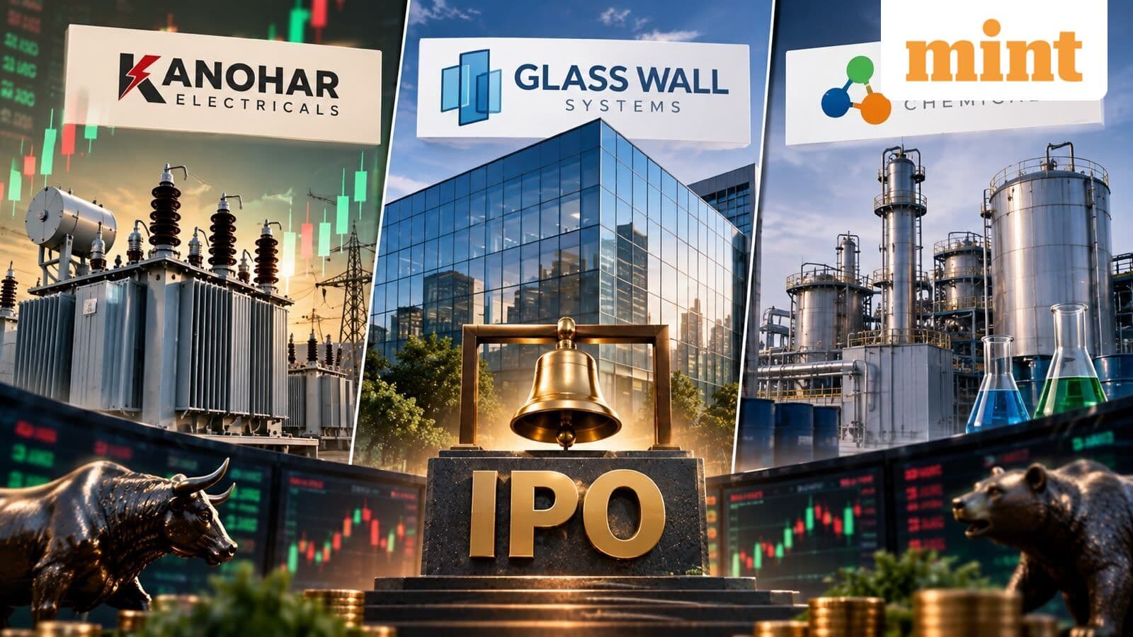IPO GMPs: Kanohar Electricals IPO vs Glass Wall IPO vs Prasol Chemicals IPO | What grey market hints about listing pop?