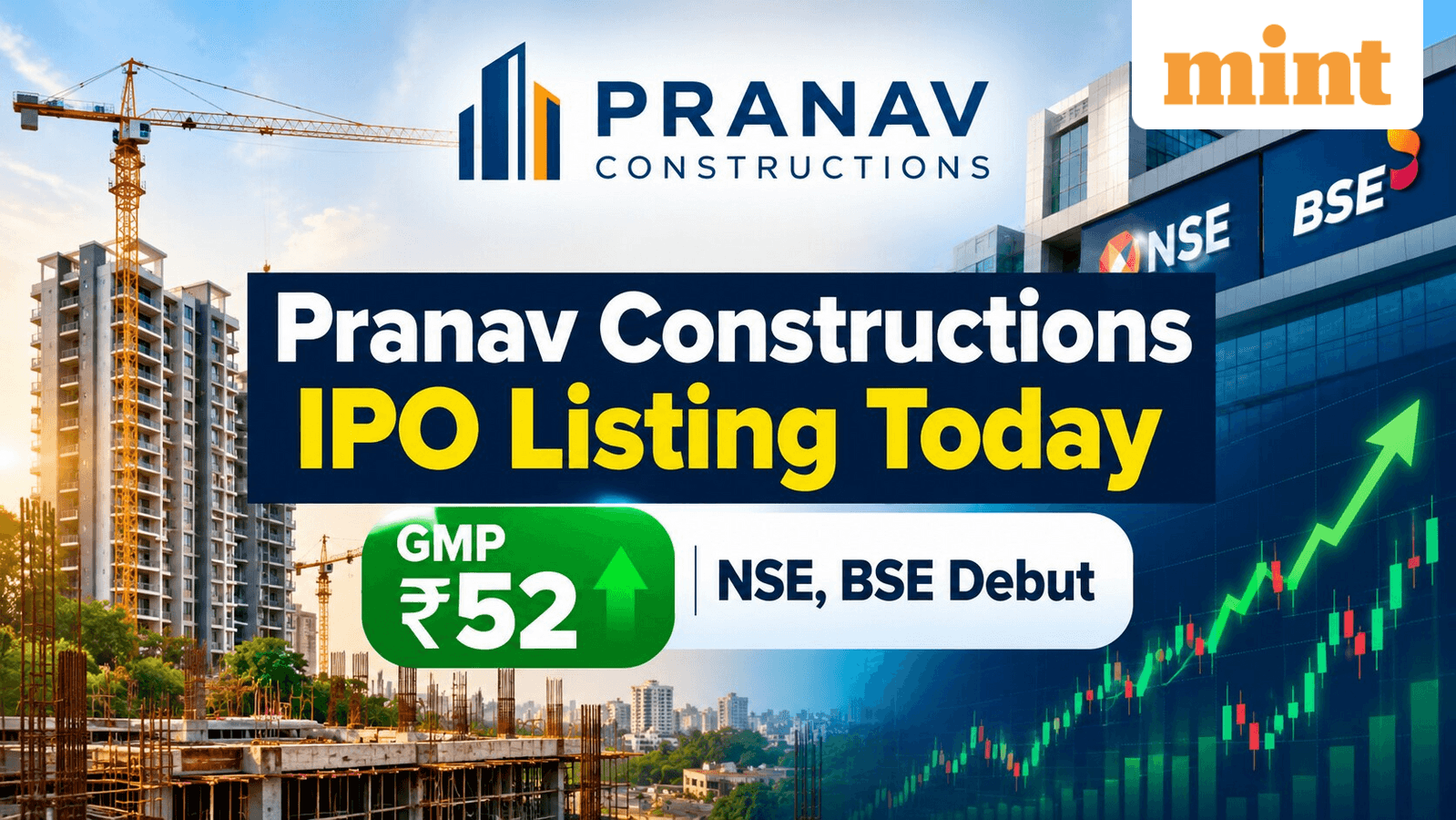 Pranav Constructions IPO listing today: GMP at ₹52; Share price prediction ahead of NSE, BSE debut