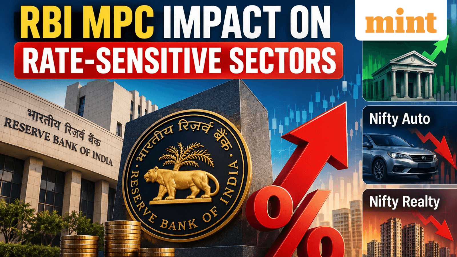 How RBI MPC 25 bps outcome impacted rate-sensitive sectors, Nifty Bank, Financial Services, Nifty Auto? Where to invest?
