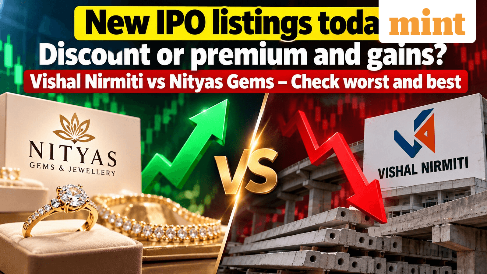 New IPO listings today: Discount or premium and gains? Vishal Nirmiti vs Nityas Gems - Check worst and best