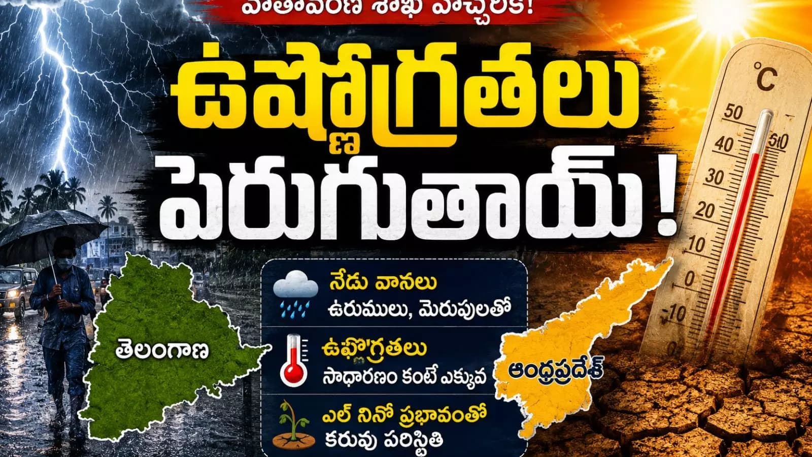 Weather Update : నేడు రెండు తెలుగు రాష్ట్రాలకు వాతావరణ శాఖ కీలక అప్ డేట్
